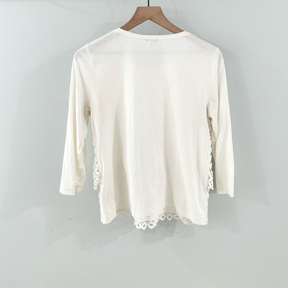 J. Crew 3/4 Sleeve Crochet Front Blouse White Size Medium - Picture 5 of 5